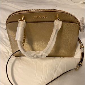 Michael Kors Emmy large dome satchel pale gold. New with tags